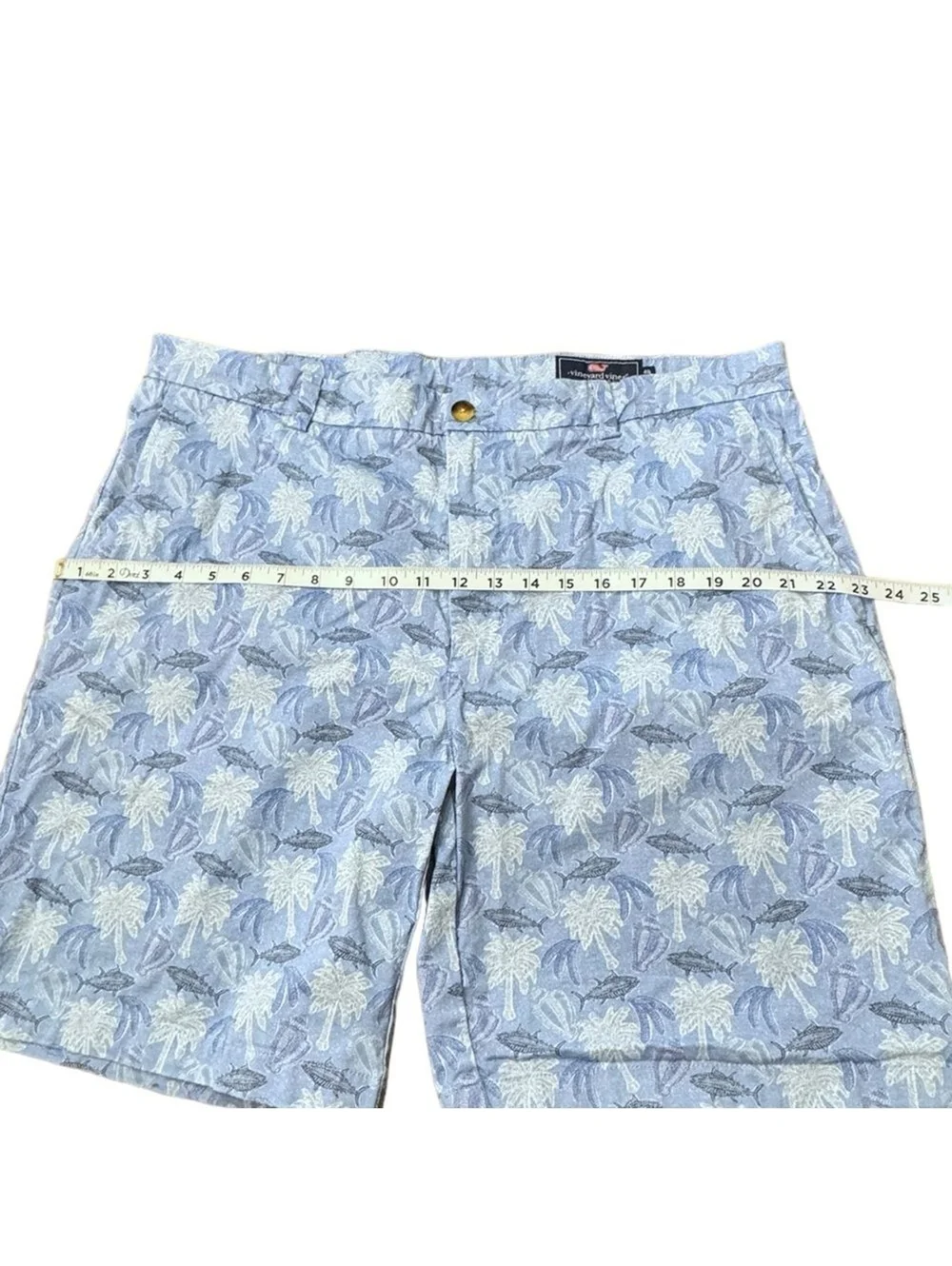 Vineyard Vines Breaker Shorts Blue Fish Palm Trees Tropical Beach Men’s Size 40